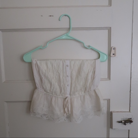 Strapless off-white lace top - Picture 1 of 2
